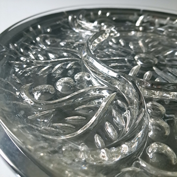 Vintage glass & metal 3 peice lazy Susan party tray - Picture 4 of 8